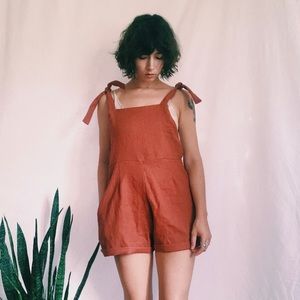 Short Linen Overalls